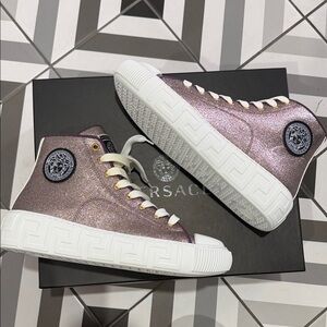 Versace Glittering purple/pink and White High-Tops. Size 39